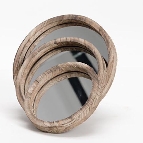 The Rustic Boho Chic Porthole Mirror Trio, Set of 3 - 10, 12 and 13 ¾-Inches Diameter, Glass and Sustainable Wood, By Whole House Worlds - Image 7