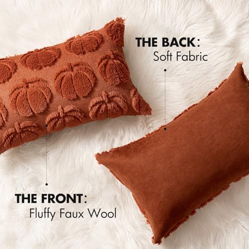 MIULEE Fall Pillow Covers Pumpkin Fall Decor Lumbar 12x20 Rust - Image 6
