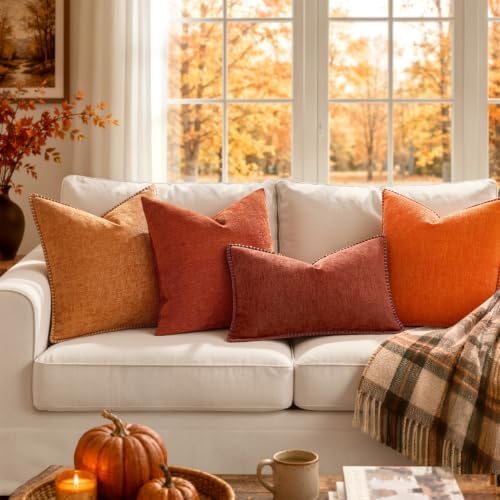 MIULEE Fall Decorative Couch Throw Pillow Covers 18x18 Inch Orange 2 Pack - Image 6