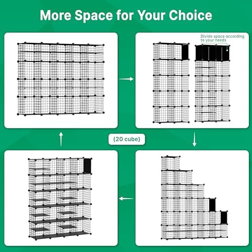Wire Cube Storage Organizer, 20 Cubes Converted into 23 Cubes, Sturdy Metal Grids Storage Shelf Closet Shelving Units and Storage, Shelves for Bedroom LIvingroom Office - Image 4