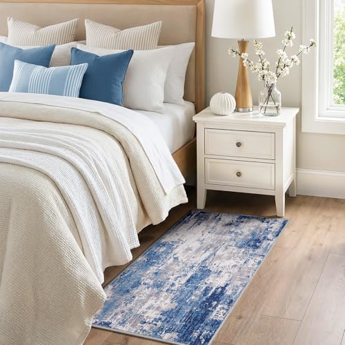 RELEANY Washable 2'x4' Abstract Area Rug for Living Room Blue Gray - Image 2