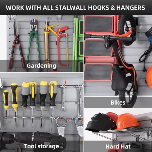 FRAYSCENT Slat Wall Paneling Garage Wall Organizer, Slatwall Panels Garage Tool Organizer Wall Mount Garage Slat Wall Storage Systems, Slat Board PVC Wall Panels Garage Storage (Grey, 4ftx4ft) - Image 6