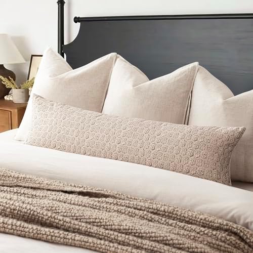 Foindtower Long Floral Print Lumbar Throw Pillow Covers 14×36 Ivory Beige - Image 4