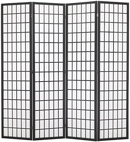 FDW Room Divider 4 Panel Oriental Shoji Screen 6Ft Folding Privacy Divider Wall Divider Portable Freestanding Partition Screen Japanese-Inspired Wood Divider,White by FDW