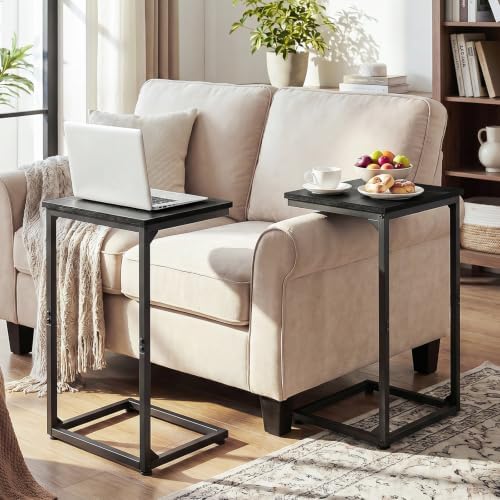 AMHANCIBLE Couch Side Table, 26.37" Tall C Shaped End Table Set of 2 - Image 5