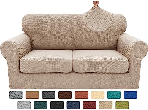 XINEAGE 3-Piece Stretch Loveseat Sofa Cover, Washable Couch Covers for Dog by XINEAGE