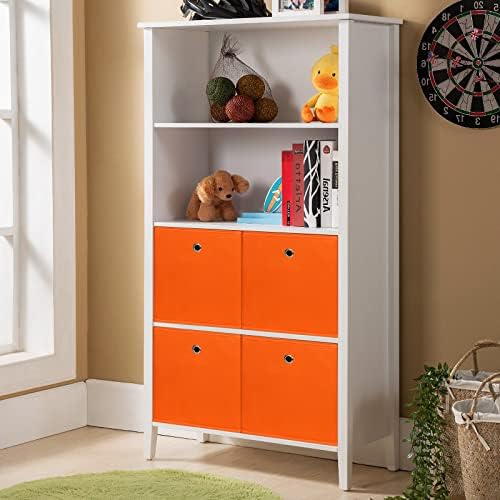 Foldable Storage Cubes Bins ,11 Inch Cloth Storage Cube Fabric Storage Box Cubes Organizer Baskets with Handles for Home Organizer Set of 6 (Orange) - Image 5