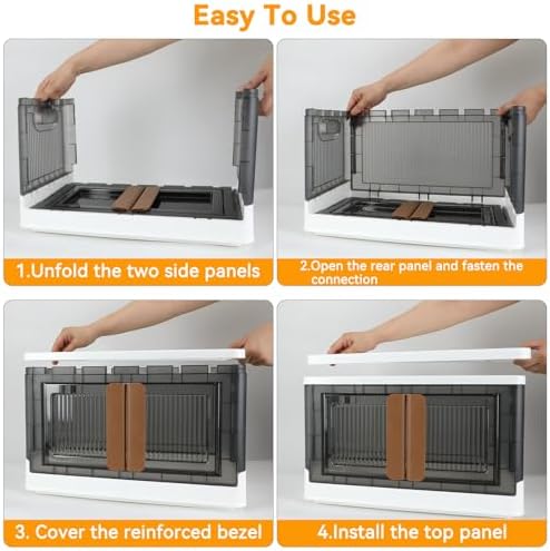 Storage Box, Cabinet with Lids, 8.4 Gallon (32L) Capacity, With Double Door and Lock, Foldable, Plastic, Underbed or Countertop Use, Home Organizer - Image 5