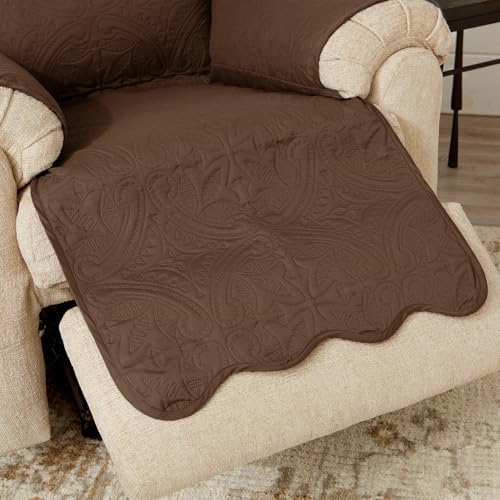 Great Bay Home Reversible Recliner Cover - Washable Slipcover Furniture Protector with Elastic Straps - Perfect for Kids & Pets - Quilted & Stitched Detail (Chocolate/Taupe) - Image 6