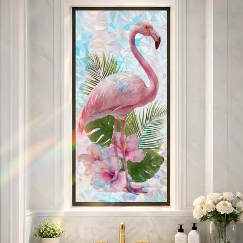 Cmialusie Flamingo Tropical Window Film 39.3 x 17.3 Inch Cling by NeedaOne