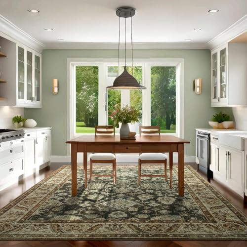 Hanples 5x7 Area Rugs for Living Room, Washable Rug Vintage Floral, Brown - Image 4