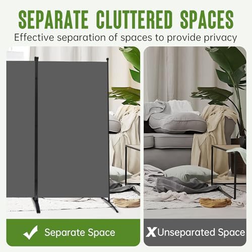 3 Panel Folding Room Divider, 102" Wx71.3 H Portable Wall Divider, Grey - Image 5