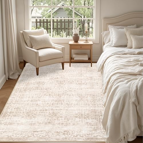 3x5 Area Rugs Living Room: Washable Rug for Bedroom Beige Brown - Image 2