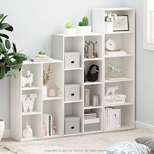 Furinno LUDER Book Shelf, 7-Cube Bookshelf, Bookcase with Open Shelves, 9.4 x 19.5 x 41.7, Easy Assembly, for Living Room, Bedroom, Home Office, White - Image 5