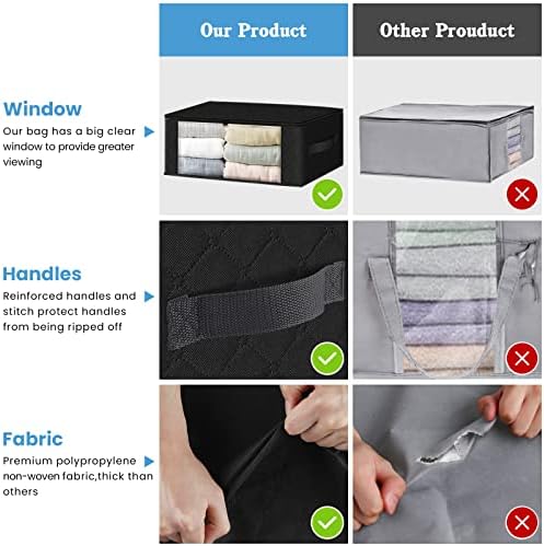 HomeHacks 10-Pack Clothes Organizer Storage Bags, 35L Storage Bins, Black - Image 4