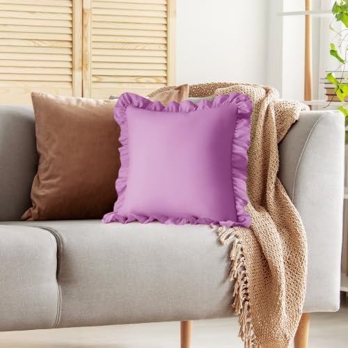 KKJIAF 2 Pack Ruffle Pillow Cases 26x26 Inches, Lavender - Image 5