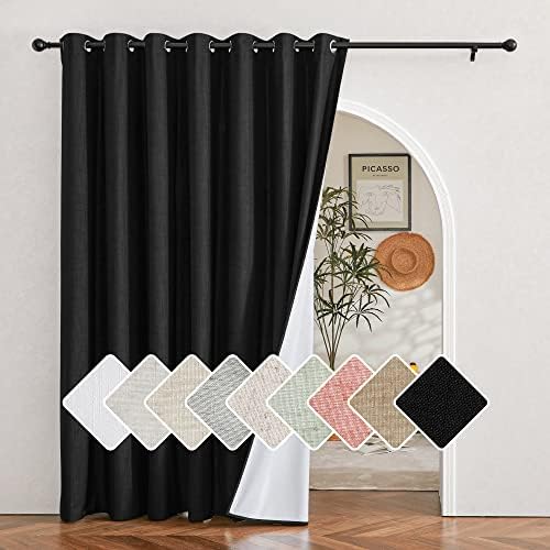 NICETOWN Black 100% Blackout Linen Insulated Patio Curtain 95 inch Long by NICETOWN