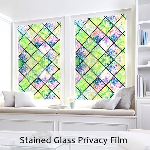 Stained Glass Window Film, 3D Leaf Static Cling 17.5" x 78.7 - Image 6