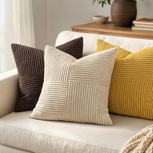 MIULEE Mustard Yellow Decorative Euro Sham Pillow Covers 24x24 Inch 2 Pack - Image 3