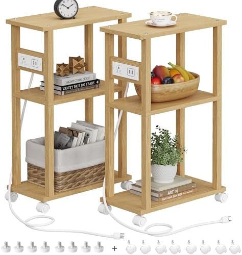 TUTOTAK Small Narrow Side Table, Set of 2 Skinny End Table by ChoosetutotakFurnitureBuildYourCozyHome