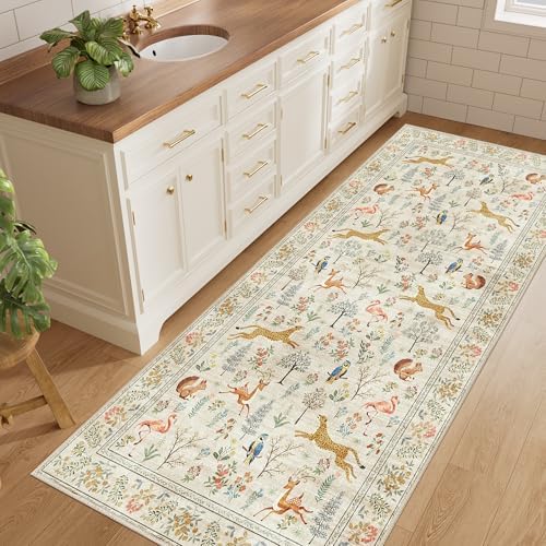DUKINO 3x6 Kitchen Runner Rug, Washable Animal Rug for Hallway, Beige - Image 3