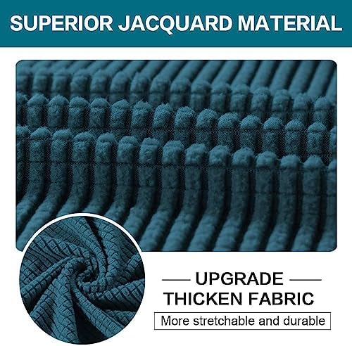 Turquoize 4 Piece Sofa Covers for 3 Cushion Couch Sofa Slipcover Soft Couch Cover for Dogs-Washable Sofa Furniture Covers with 3 Individual Cushion Covers, Jacquard Fabric (3 Cushion Sofa, Deep Teal) - Image 3