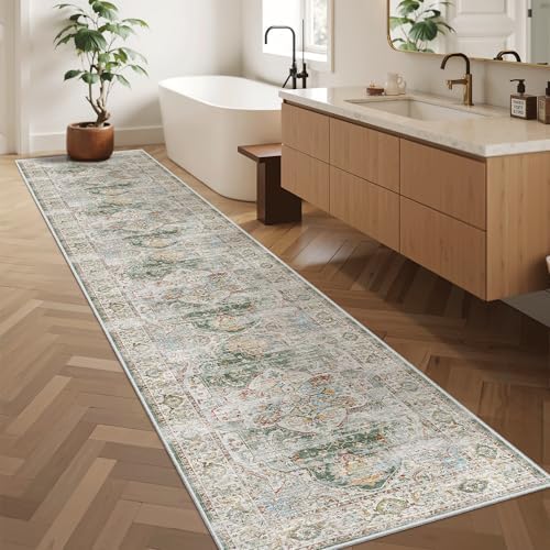 Madane Washable Runner Rugs 2x10 Long for Hallway Kitchen, Green - Image 3