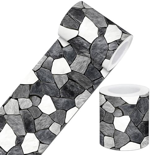 IVN Wallpaper Border Peel and Stick Wall Black White Stone 4x196 Inch by IVN