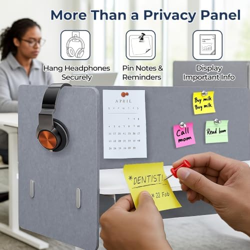 Desk Privacy Panel, Gray Clamp-On Divider for Office & Home - Image 4