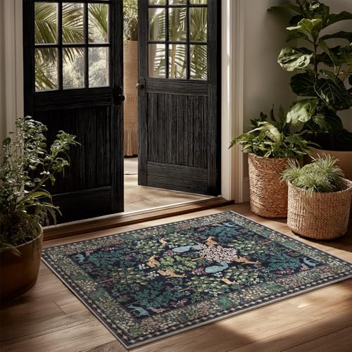 2x3 Washable Throw Rugs for Entryway: Door Mat Indoor Entrance Small Area Rug Non-Slip Low Pile Soft Kitchen Rug for Front Door Indoor Entrance Entry Kids Room Bedside by palohom