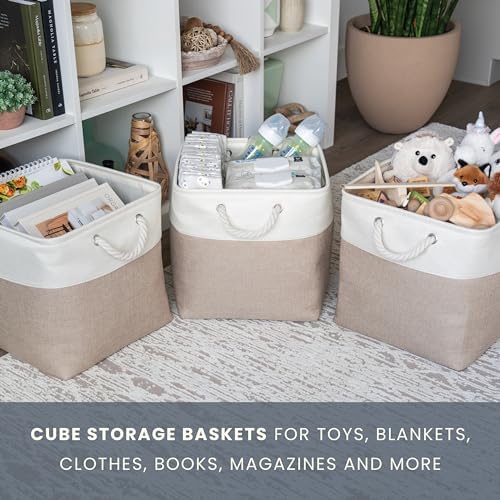 OrganiHaus 13x13 Cube Storage Bins, 4-Pack Fabric Cubes, Rope Handles - Image 5