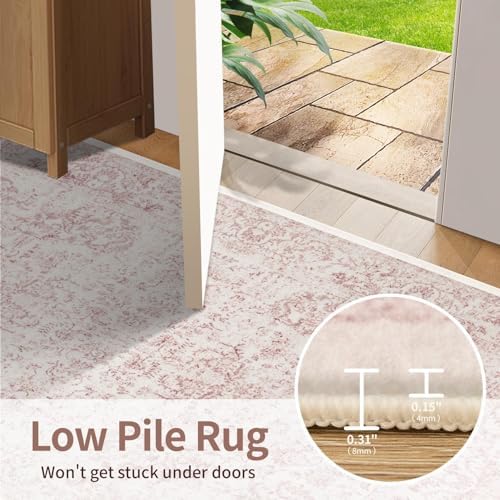 Rugxara 2'6" x 8' Pink Vintage Runner Rug for Hallways Kitchen - Image 6