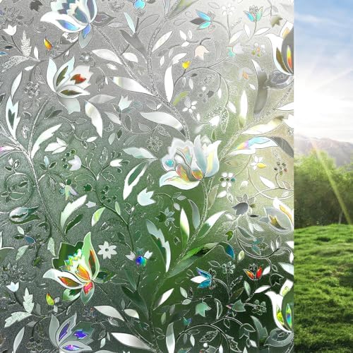 rabbitgoo Window Privacy Film, Stained Glass Cling, Tulip 35.4" x 78.7" by rabbitgoo