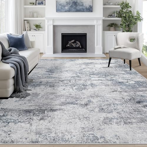 8x10 Area Rugs for Living Room Washable Bedroom Dining Room Blue Grey by Aelenmu