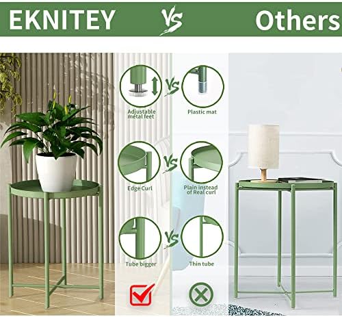 EKNITEY Small Side End Table: Metal Side Table with Removable Tray - Image 5