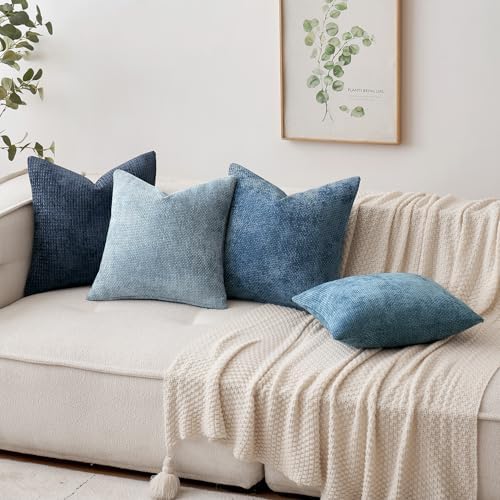 MIULEE Decorative Coastal Blue Euro Sham Pillow Covers 24x24 Inch 2 Pack - Image 4