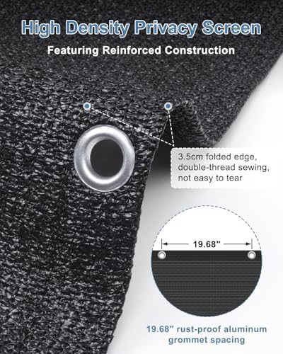Balcony Privacy Screen Fence UV Protection, Customized 3.3'x13' Black - Image 4