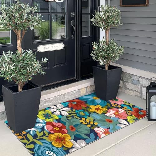 Front Door Mat Indoor Entrance - 2x4.3 Colorful Floral Runner Rug - Image 3
