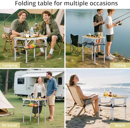 Anbte 2ft Camping Folding Table, 3 Adjustable Heights High 27.5", 24" x 16" - Image 6
