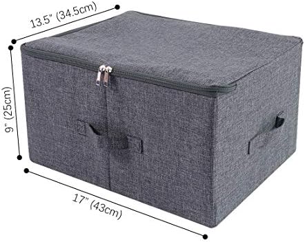 2Pcs Fabric Folding Washable Wardrobe Clothes Storage Baskets with Zip Lid - Image 2