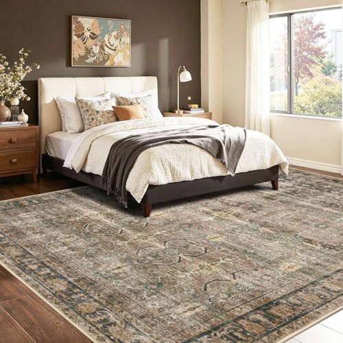 Rugxara Brown 8x10 Area Rugs for Living Room Bedroom Large Washable Rug - Image 2