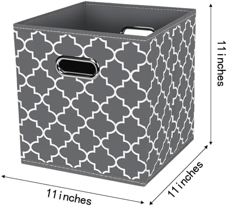 Fabric Cloth Storage Bins,Fabric Cube Organizer with Dual Handles Foldable Cube Storage Baskets for Home Bedroom Storage,Set of 3,(Gray Light) - Image 2