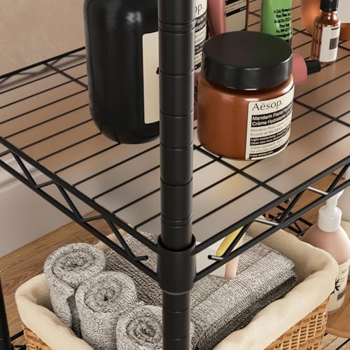 Golpart Small Shelves Storage Wire Metal Adjustable Shelf Unit with Wheels - Image 5