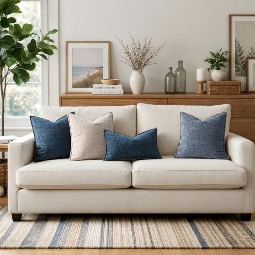 MIULEE Decorative Couch Throw Pillow Covers 16x16 Inch Dark Blue 2 Pack - Image 5
