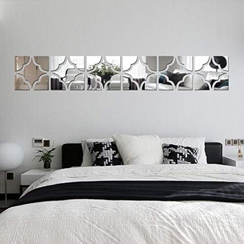 3D Mirror Wall Stickers, 4 Pcs Acrylic Square Geometric Pattern DIY Art Decals, Self Adhesive Mirror Plastic Wall Sheet Tiles Home Decoration for Living Room Bedroom Stair Wall Decor (Square- 8pcs) - Image 2