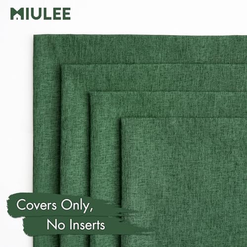 MIULEE Pack of 4 Decorative Outdoor Throw Pillow Covers Linen Waterproof Pillow Covers Summer Farmhouse Cushion Cases for Patio Garden Tent Balcony Couch Sofa 16x16 Inch Dark Green - Image 5
