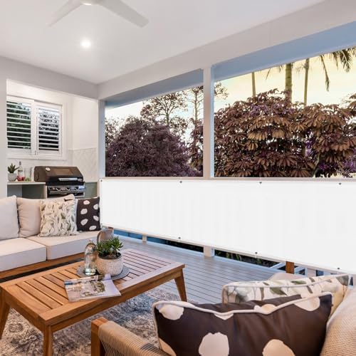 LOVE STORY 3' x 10' Waterproof Balcony Privacy Screen Cover, White - Image 5