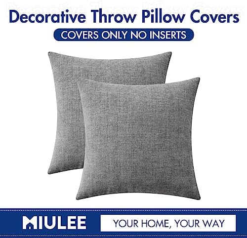 MIULEE Soft Chenille Throw Pillow Covers Dark Gray 18x18 Inch Pack of 2 - Image 6