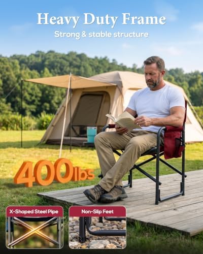 Heavy Duty Oversized Camping Folding Chair, Support 400lbs - Image 4