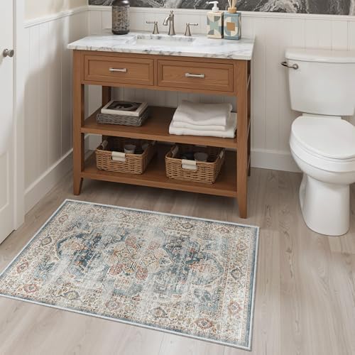Madane Washable Area Rug 2x3 Small Entryway Rugs Non-Slip, Navy - Image 3